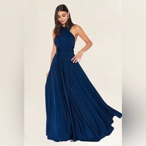 BHLDN Two Birds Blue Convertible Maxi Dress Gown Bridesmaid Anthropologie A